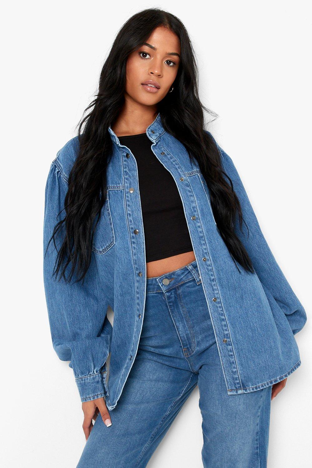 Grandad collar shop denim jacket